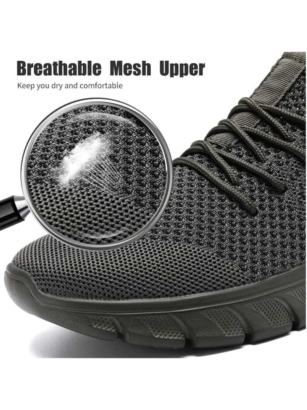 🆕Men's Grey Mesh Running Shoes Slip On Tennis Walking Sneakers Gym Athletic
